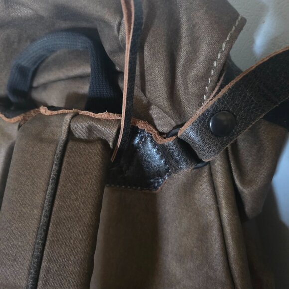 Handcrafted Brown Waxed Canvas Backpack with Leather Trim – Vintage Rucksack - Picture 5 of 8